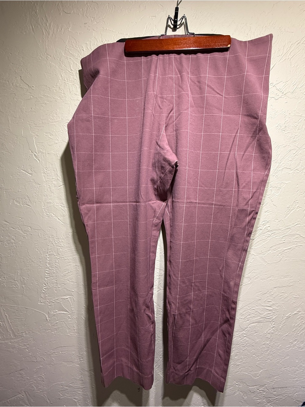 A New Day Mauve Window Pane Side-Zip Pants Size 18